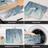 Green Abstract Flower Dish Drying Mat for Kitchen Counter, Absorbent Reversible Dish Drainer Rack Mats for Coffee Bar Mats 16''x18'' 1 PCS Modern Painting Graffiti Art view 4