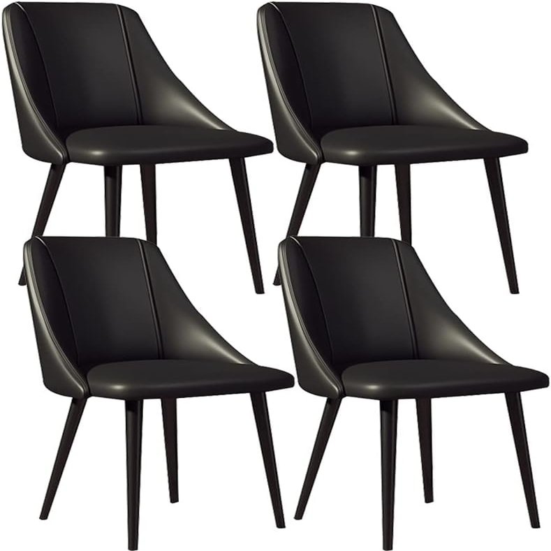 ELEFOCUS Set of 4 Living Room Side Chairs with Soft Pu Leather Cover Cushion Seat and Carbon Steel Legs Lounge Counter Chairs(Size:Black feet,Color:Black)