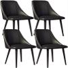 ELEFOCUS Set of 4 Living Room Side Chairs with Soft Pu Leather Cover Cushion Seat and Carbon Steel Legs Lounge Counter Chairs(Size:Black feet,Color:Black) view 1