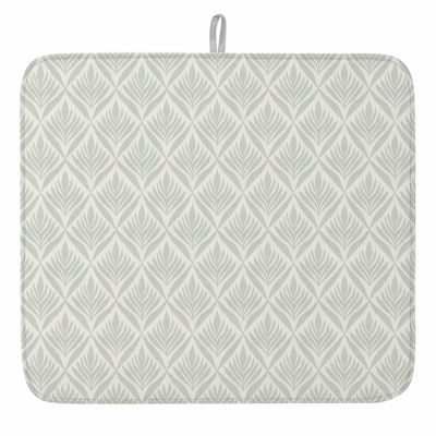 Sage Green Floral Dish Drying Mat for Kitchen Counter, Absorbent Reversible Dish Drainer Rack Mats for Coffee Bar Mats 16''x18'' 1 PCS Abstract Minimalist Geometric Flower
