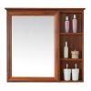 Bathroom Wall Mirror Cabinet Waterproof Storage Mirror Cabinet Single Mirrored Door Wall Mounted for Makeup (Brown 60 * 68 * 13 cm) view 1