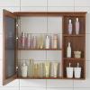 Bathroom Wall Mirror Cabinet Waterproof Storage Mirror Cabinet Single Mirrored Door Wall Mounted for Makeup (Brown 60 * 68 * 13 cm) view 2