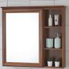 Bathroom Wall Mirror Cabinet Waterproof Storage Mirror Cabinet Single Mirrored Door Wall Mounted for Makeup (Brown 60 * 68 * 13 cm) view 4