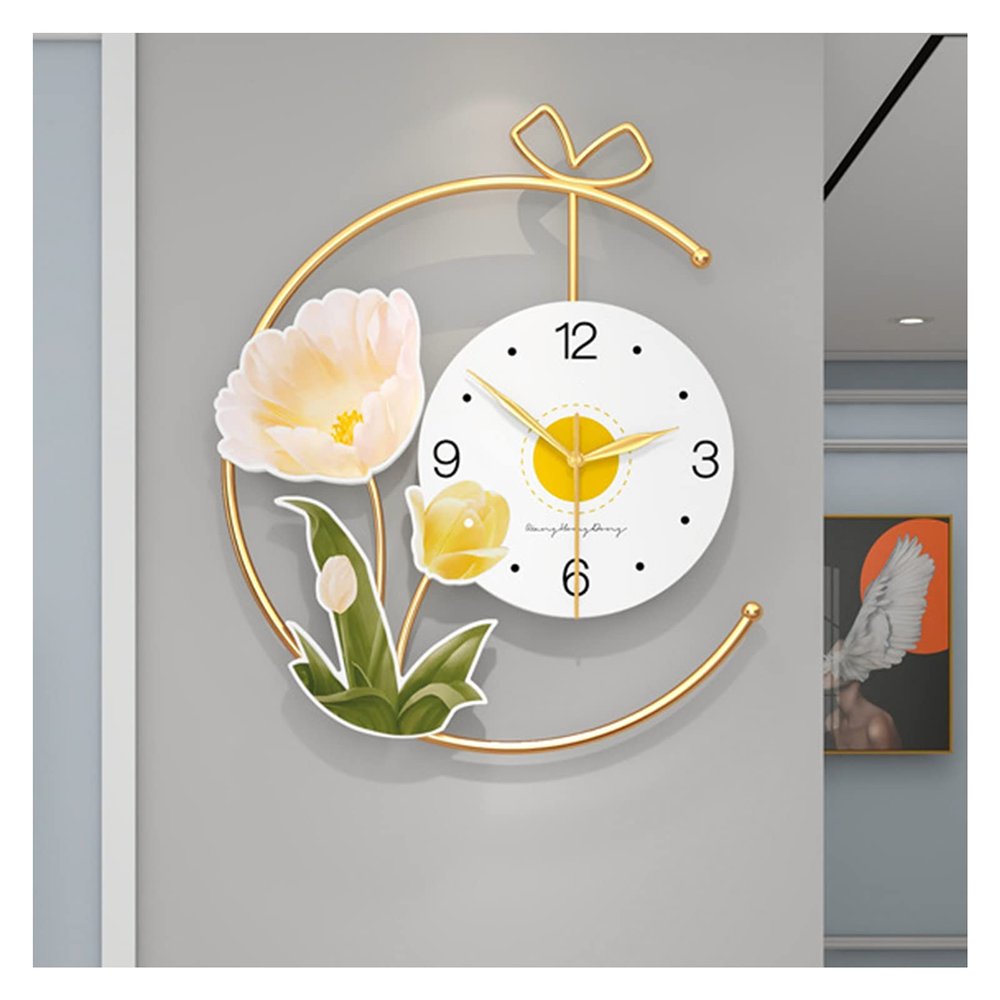UUNVTOSU Modern Wood Dial Wall Clock, Large Simple Wall Decor, Metal Frame Silent Non-Ticking Clock for Living Room Decor, Kitchen, Bedroom, Study, Home Farmhouse Decoration, 16.5x19.7in Clocks