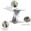 22" Silver End Table Small Table with Mirrored Stainless Steel Pedestal & Tempered Glass, Luxury Side Table Nightstand Modern Accent Table for Living Room Bedroom view 4