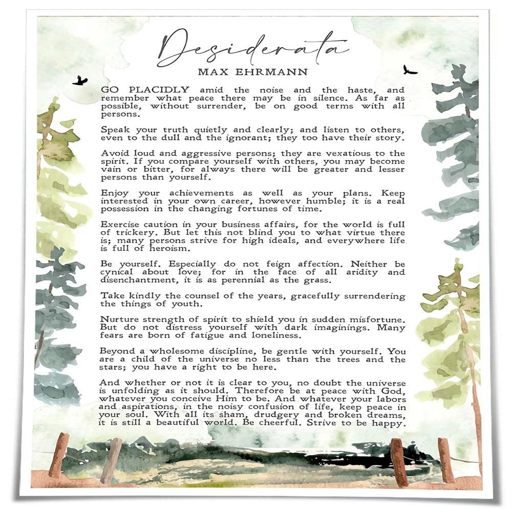 Jelyfisg Desiderata Poem Wall Art Motivational Poster Inspirational Poetry Wall Decorative Painting Canvas Panels Modern Decoration Wall Prints (16.00''x24.00'',Unframed)