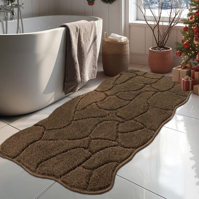 BSICPRO Large Bathroom Rugs Runner, 22x47 Inches Long Bath Mats Non Slip, Soft Absorbent and Quick Dry Microfiber Bath Rugs for Bathroom Decor, Machine Washable (Brown)