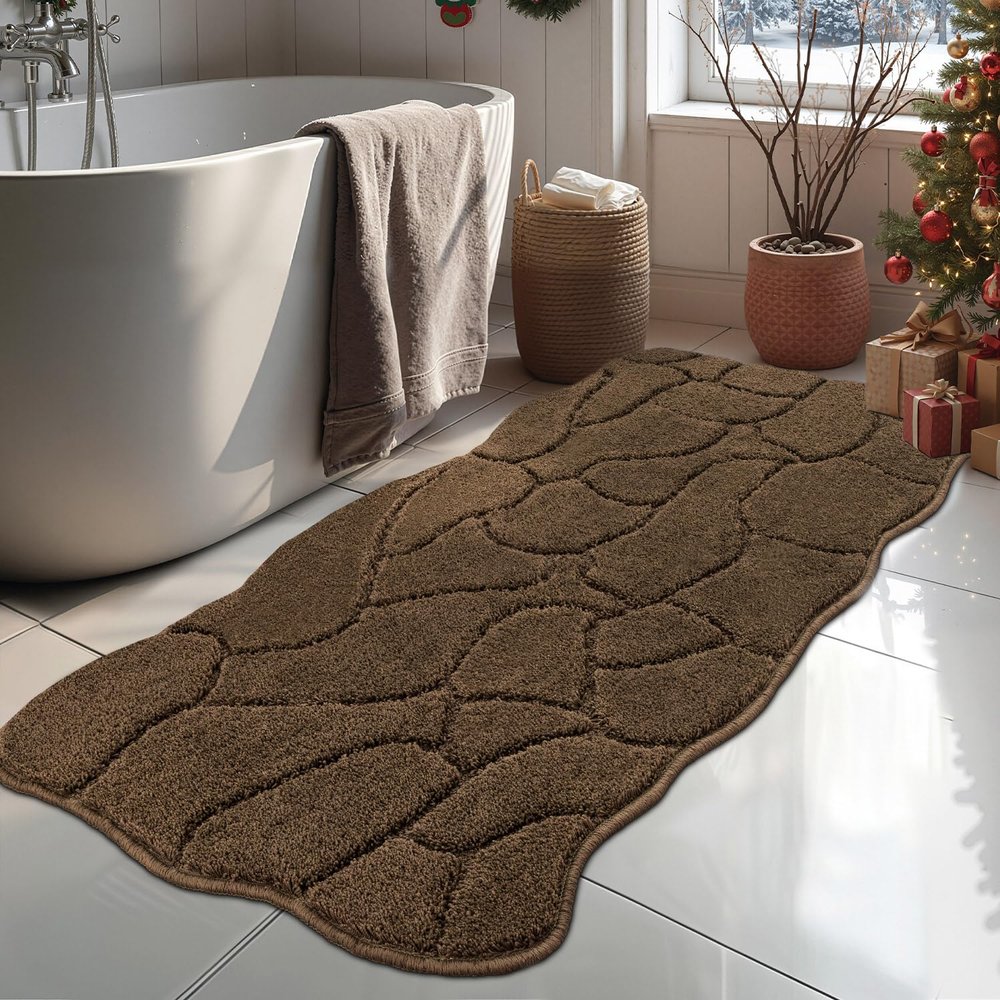 BSICPRO Large Bathroom Rugs Runner, 22x47 Inches Long Bath Mats Non Slip, Soft Absorbent and Quick Dry Microfiber Bath Rugs for Bathroom Decor, Machine Washable (Brown)