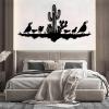 Metal Wall Art, Southwest Sonoran Desert Metal Wall Art, Southwestern Desert Scene Wall Art, Western Metal Cactus Wall Art, Quail Family In Desert Flat, Metal Cactus Yard Art, Patio And Garden Decor (15"x30"|38x76cm, Silver) view 2