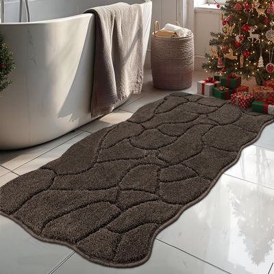 BSICPRO Large Bathroom Rugs Runner, 22x47 Inches Long Bath Mats Non Slip, Soft Absorbent and Quick Dry Microfiber Bath Rugs for Bathroom Decor, Machine Washable (Latte)
