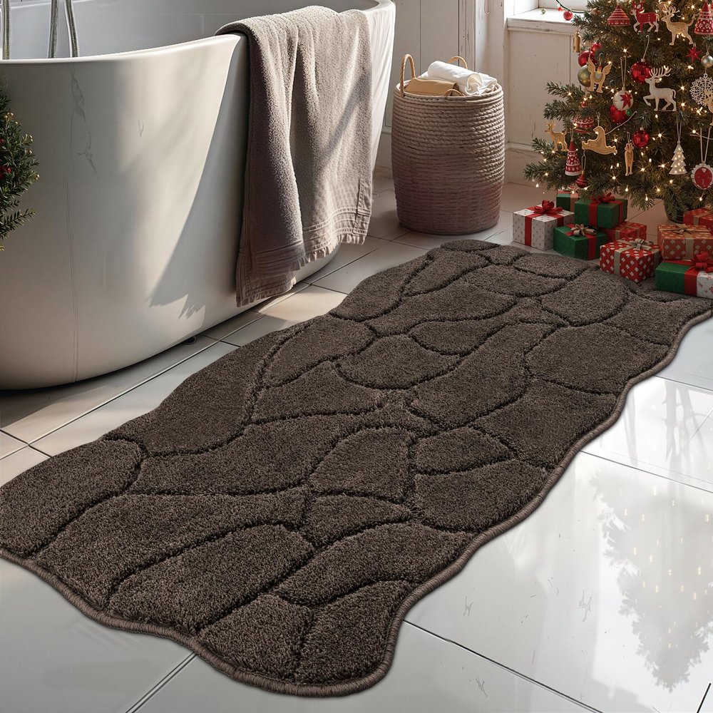 BSICPRO Large Bathroom Rugs Runner, 22x47 Inches Long Bath Mats Non Slip, Soft Absorbent and Quick Dry Microfiber Bath Rugs for Bathroom Decor, Machine Washable (Latte)