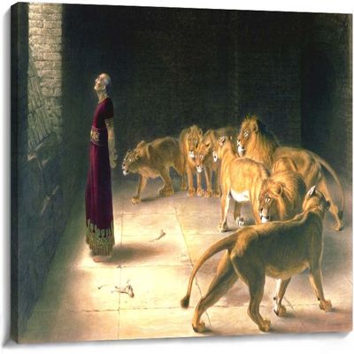 Triyend Daniel In The Lions Den Wall Art Prints Famous Paintings Posters Artwork Kitchen Canvases for Living Room Wall Decorations for Bedrooms (8.00''x12.00'',Framed)