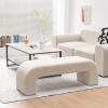 FUYAO Modern Velvet Bench,Rectangular Coffee Table,Fuzzy Sherpa Upholstered Ottoman Bench,Faux Fur Entryway Bench Footrest for Bedroom Hallway end of Bed Bench view 3