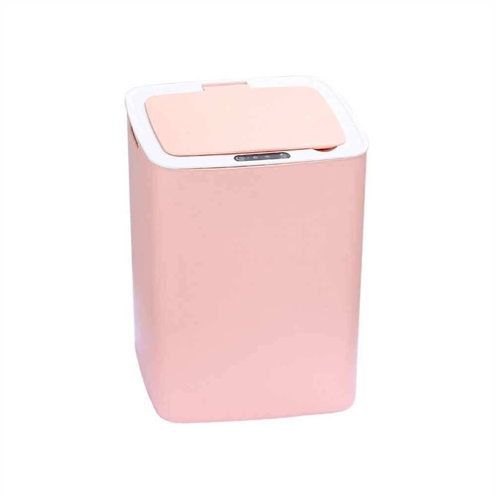 HASMI Bathroom Trash can 14l Intelligent Induction Garbage Can Home Electronic with Cover Automatic Bathroom Kitchen Toilet Paper Basket Electric Garbage Can Kitchen Trash Can (Color : Pink)