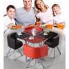 Topjia Tempered Glass Round Dining Table Set for 4, 5 Pieces Round/Square Clear Small Meeting Room Table Set,Modern 1 Table 4 Chairs Chair Set for Kitchen Lounge Living Room, 1722964 view 3