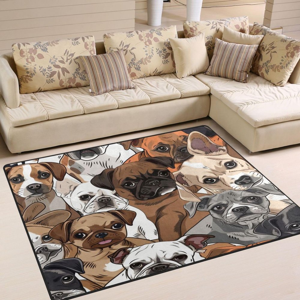 ALAZA Black Brown Pug Dachshund Dog Area Rug Rugs for Living Room Bedroom 4' x 5'3"