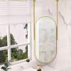 Hanging Wall Mirror - Home Hotel Floating Bathroom Vanity Makeup Mirror, Decorative Simple Mirror with Oval Gold Metal Frame and Double Ceiling Rods (Double Poles Can Be Customized ) - HD Mirror ( Siz view 1