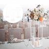 3Pcs Acrylic Flower Stand,Centerpiece Wedding Decoration Wedding Flower Stand Rack Vase Stand Pillar Square Props for Wedding Party Table Decoration Supply view 4