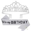 CAVETEE Birthday Crowns for Women - Its My Birthday Sash and Crown Set for Adult Women - Silver view 1