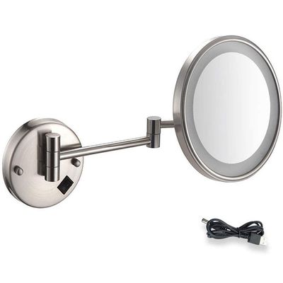 MUOBSBJRX 8 Inch Magnifying Wall Mount Makeup Mirror with Led Lights Double Sided Vanity Mirror with 10X Magnification Matte Black Makeup and Shaving