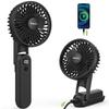 EasyAcc Portable Fan for Travel,Rechargeable Handheld 5 Speed Ultra Quiet with Backup Power Digital Display Lanyard Neck Foldable Personal Fan Hot Flashes Gift Outdoor view 1