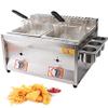 Deep Fat Fryer Commercial, Countertop LPG Gas Deep Fat Fryer Dual Tanks, with 2 Basket and Hanging Spice Box, Independent Fire Control Switch, for Fries, Fish, and More view 1