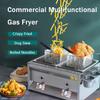 Deep Fat Fryer Commercial, Countertop LPG Gas Deep Fat Fryer Dual Tanks, with 2 Basket and Hanging Spice Box, Independent Fire Control Switch, for Fries, Fish, and More view 2