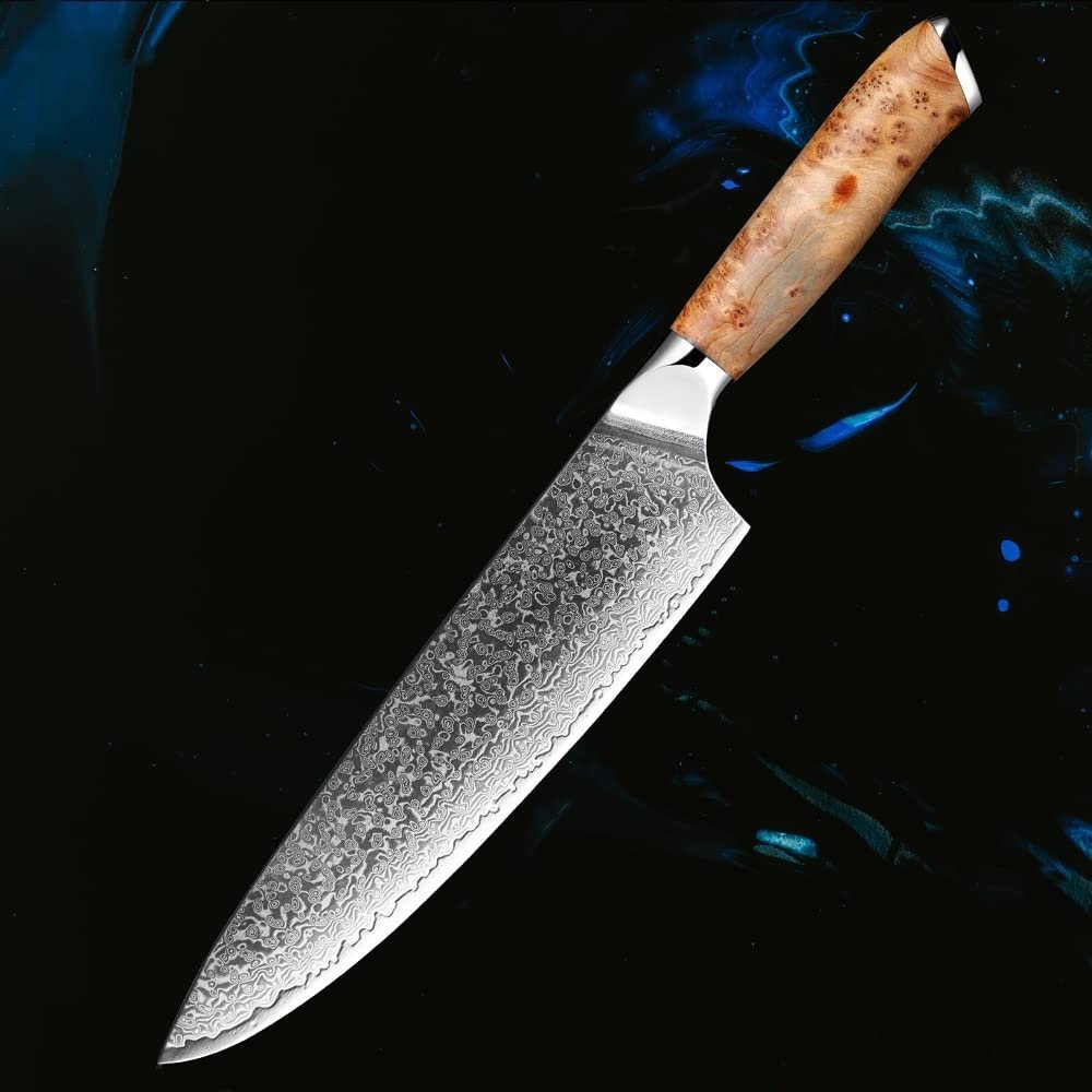 Chef Knife, 8 inch Chef Knife Kitchen Knife VG10 Damascus Steel Meat Sushi Fruit Cutting Gyuto Chef Knife Ergonomic Pakkawood Handle
