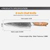 Chef Knife, 8 inch Chef Knife Kitchen Knife VG10 Damascus Steel Meat Sushi Fruit Cutting Gyuto Chef Knife Ergonomic Pakkawood Handle view 3