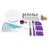 Cake Turntable Set,Aluminium Revolving Cake Turntable, Cake Decorating Supplies Kit with Cake Turntable, Decorating Table Decorating Piping Nozzle Silicone Bag DIY Baking Set view 1