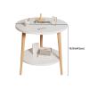 VIQUTRG Round Coffee Table, Double Layer, Center Table, Night Stand, Side Table, Shelving for Small Spaces, Living Room Tables (Color : A, Size : 40CM/15.7IN) view 2