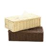 AIYAYOU Rattan Tissue Box Cover Rectangular Napkin for Case Woven Napkins Paper Organize Napkin Holder for Bathroom, White view 2