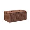 AIYAYOU Rattan Tissue Box Cover Rectangular Napkin for Case Woven Napkins Paper Organize Napkin Holder for Bathroom, White view 3