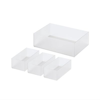 LIKE-IT TDS-03 TDS-03 All-Purpose Storage Box for Organizing Small Items Together Tidy Up Box Starter Kit (Shallow Type 4 Pieces) Clear, Storage for Small Items, Shelf Storage, Tool Box, Open Rack
