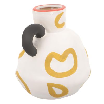 Zerodeko Modern Ceramic Flower Vase with Handle Elegant Milk Jug Vase for Home Decor for Office Living Room and Special Occasions