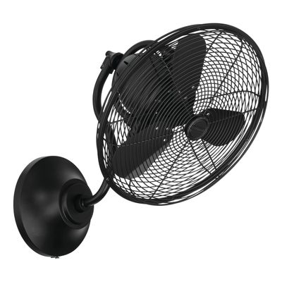 Craftmade Bellows I Indoor/Outdoor 14" Flat Black Finish Oscillation Wall Fan (Hardwired), Wall Control Included