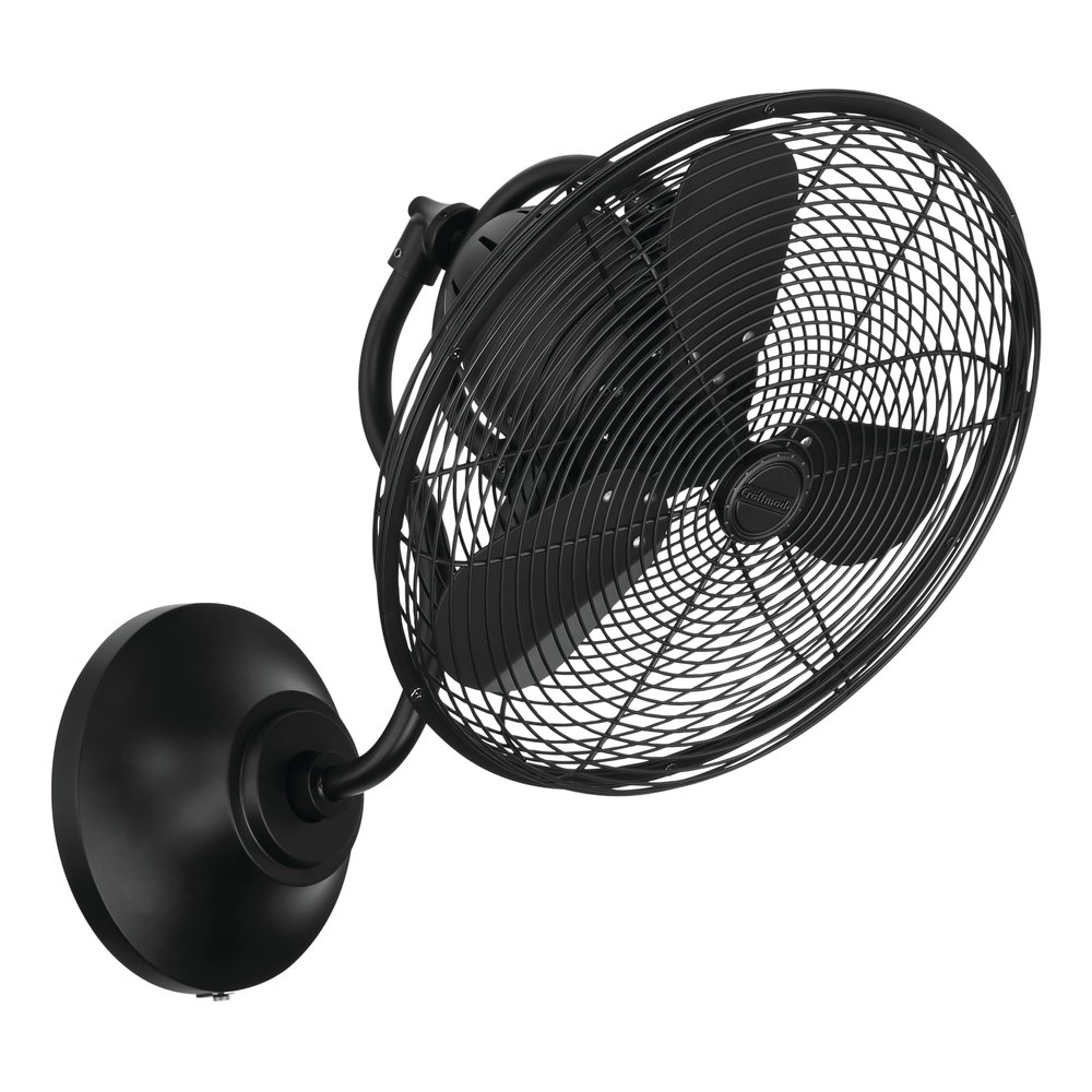 Craftmade Bellows I Indoor/Outdoor 14" Flat Black Finish Oscillation Wall Fan (Hardwired), Wall Control Included