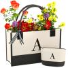 OATALY Monogrammed Canvas Tote Bag with Zipper Pockets - Ideal Gift for Mom, Teacher, Sister view 1