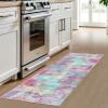 IOHOUZE Abstract Runner Rug 2x6 Ft Washable Runners for Hallways, Non Slip Kitchen Runner Printed Faux Wool Entryway Runner Indoor, Modern Abstract Floor Carpet for Hall Kitchen Bedroom, Pink Teal view 2