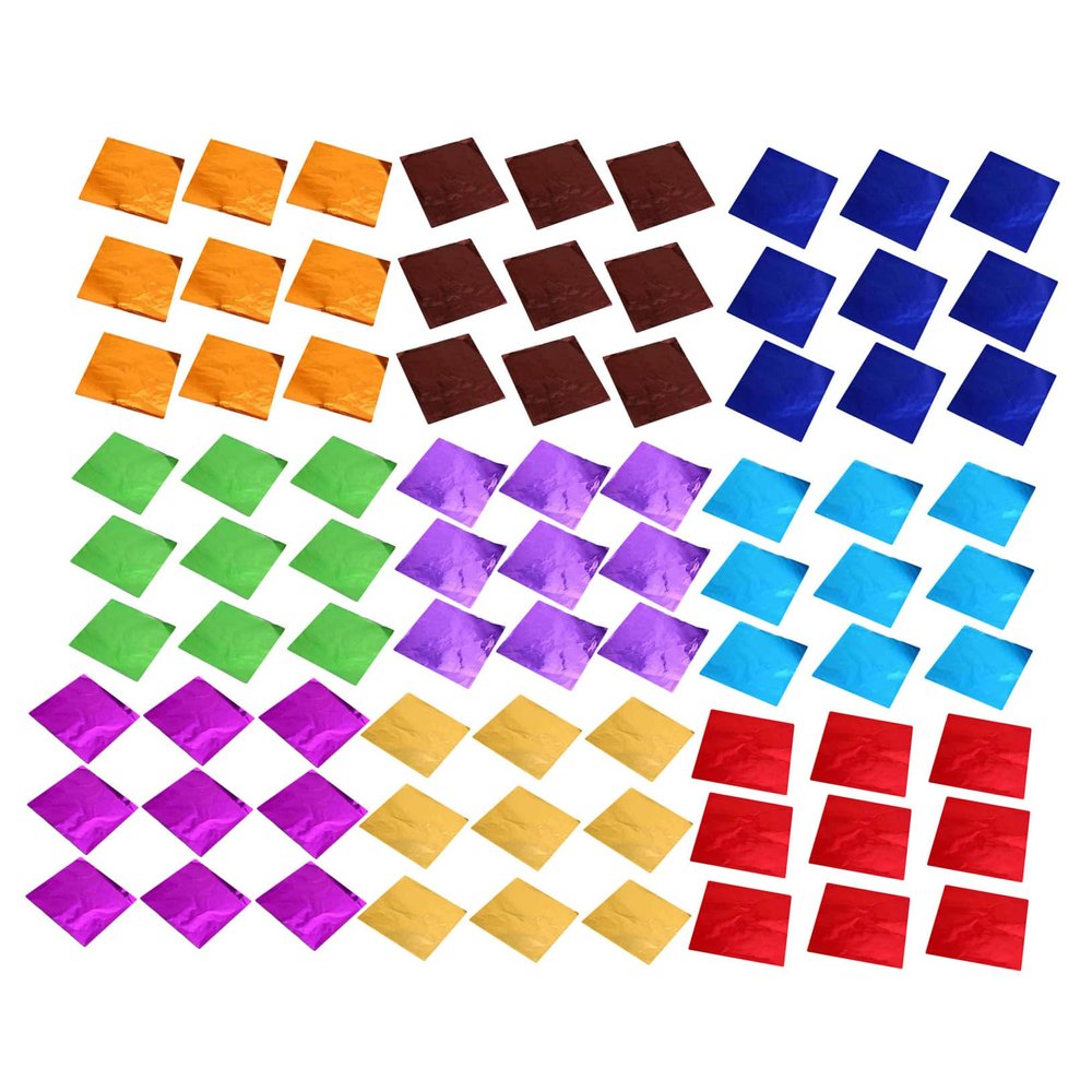 Garneck Choc Foil Wrappers 900pcs Silver Foil Paper for Candy Packaging Mixed Colors 8x8cm
