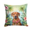 Caroline's Treasures Luau Party Decorative Throw Pillow, 14Hx14W, Rhodesian Ridgeback 6507 view 1