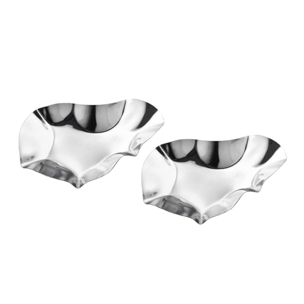 2pcs Stainless Steel Oyster Dishes Reusable Dipping Bowls for Sauces for Storing Oysters Appetizers and Seasonings Silver Finish