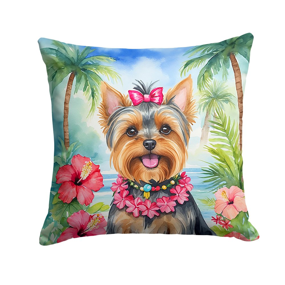 Caroline's Treasures Luau Party Decorative Throw Pillow, 18Hx18W, Yorkshire Terrier 6540
