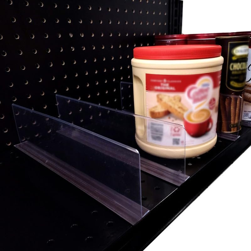 STORE FIXTURES DIRECT Gondola Magnetic Shelf Divider, T Shaped Clear Product Separator & Organizer for Metal Shelving, 3" H x 16" D, 5 Pack