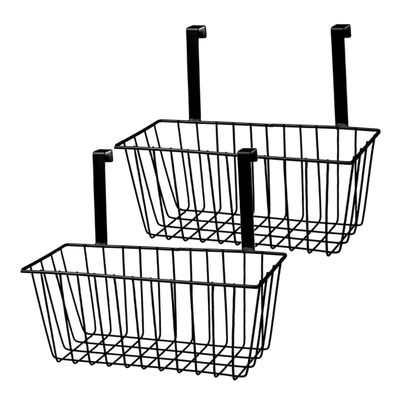 2pcs Hanging Wire Basket Organizer Iron Black for Kitchen Cabinets