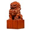Chinese Foo Dogs Statue,Rosewood Red Sandalwood Ebony Beijing Guardian Lion Imperial Seal Artware Wealth Porsperity Feng Shui Fu Dogs Statue Ward Off Evil Energy,Rosewood,7in view 1