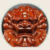 Chinese Foo Dogs Statue,Rosewood Red Sandalwood Ebony Beijing Guardian Lion Imperial Seal Artware Wealth Porsperity Feng Shui Fu Dogs Statue Ward Off Evil Energy,Rosewood,7in view 3