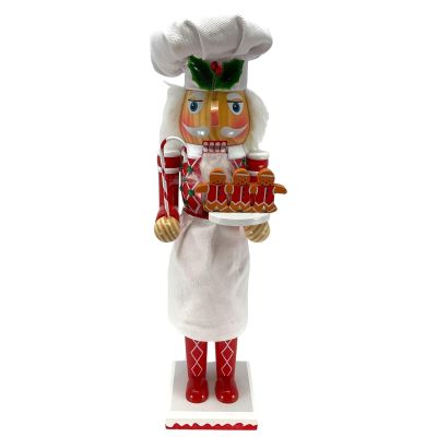 Christmas Wood Nutcracker Holding Candy and Gingerbread 15 Inch Choose Your Style (Nutcracker w/Candy Cane)