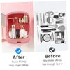 Ciieeo 1pc Wall-mounted Cosmetic Organizer Multi-purpose Storage Rack for Bathroom and Shower Punch Design for Easy Installation Pink view 2