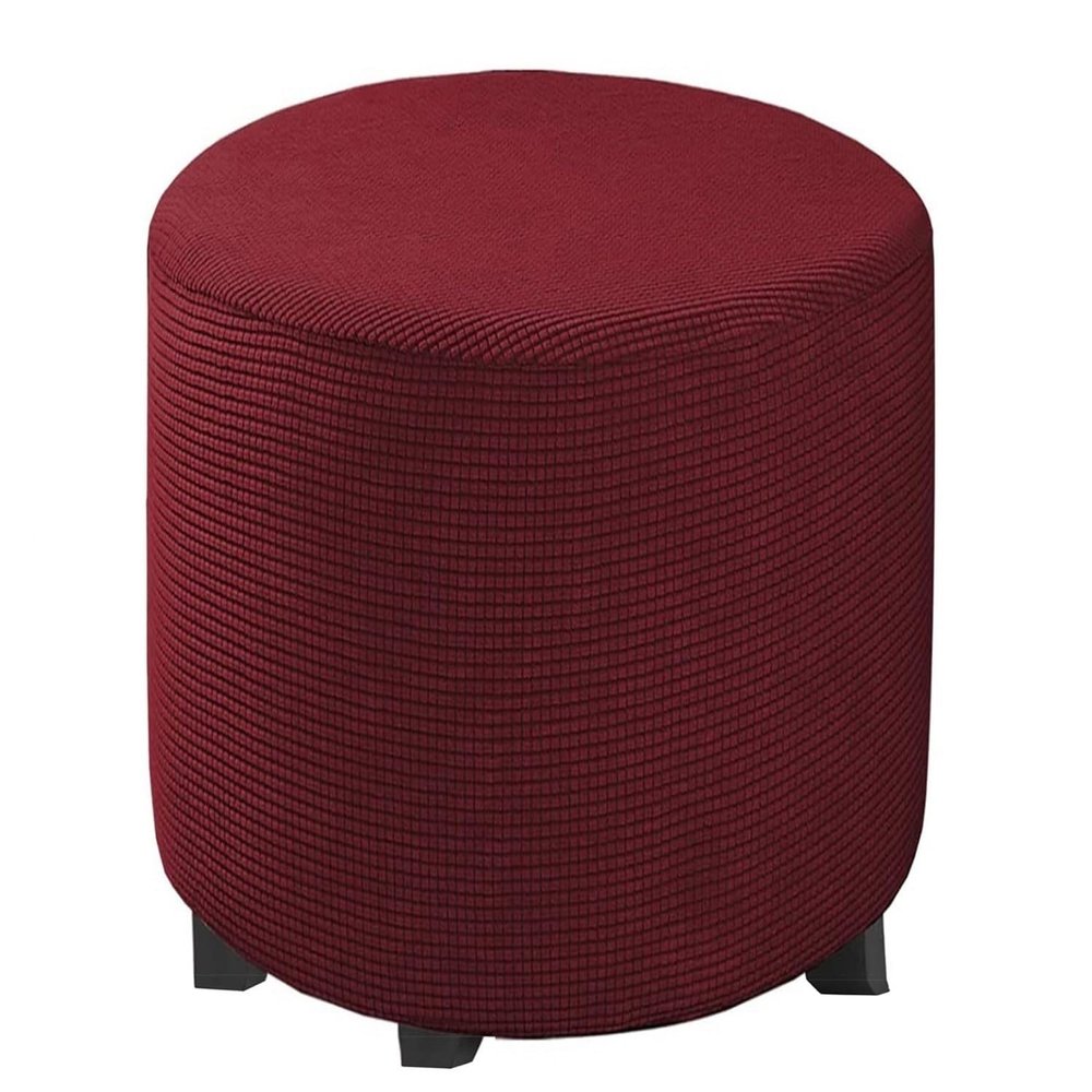 BLLMTEAR Ottoman Cover Slipcover Round Foot Stool Cover 30/33/35/40, Footstool Cover, Footrest Ottoman Covers, Foot Pouffe Protector with Elastic Bottom,Washable (Color : 2, Size : D30xH30cm/12x12in)